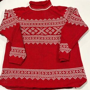 Vintage Eddie Bauer - oversized small sweater, red and white, holiday